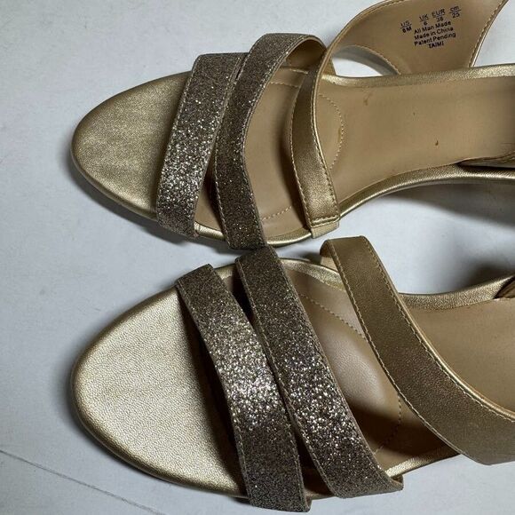 Naturalizer Womens 6 M Gold Sparkle Strappy Stiletto High Heel Shoe PREOWNED YR2 - Picture 4 of 5